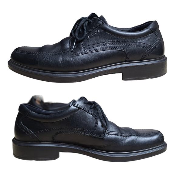 Ecco Black Leather Lace Up Oxford Derby  Shoes Men's Size 42 8 - 8 1/2 - Picture 1 of 5